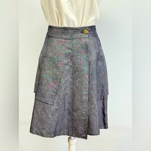 POSTMARK for ANTHROPOLOGIE Gray chambray wrap skirt size 4